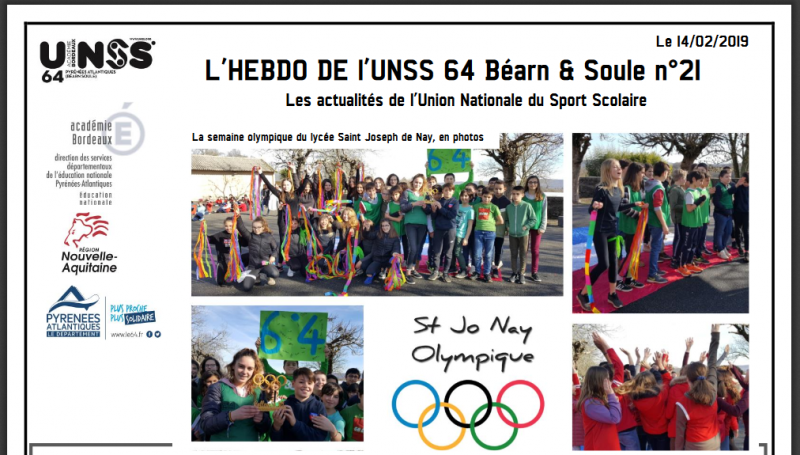 Hebdo UNSS Semaine Olympique 14 2 2019