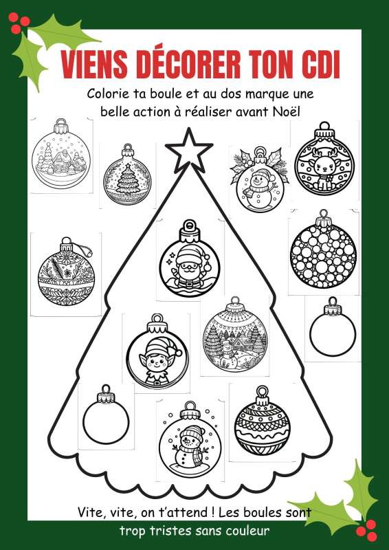 Decorate Christmas Tree English Worksheet in Illustrative Style - 1